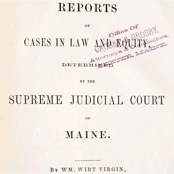 1870 Maine Reports William Virgin V5 Cases In Law Victorian 1st Edition 56 SHBS1 - Picture 1 of 5
